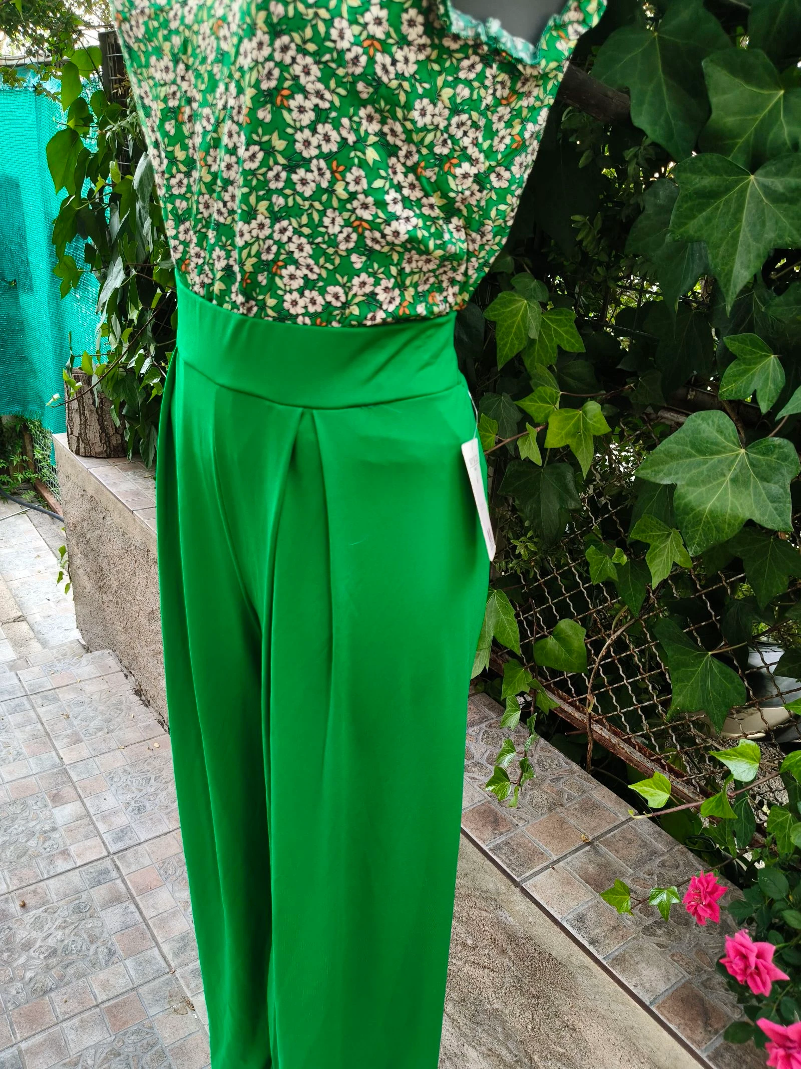 Pantalona fluida verde com pregas – photo 5